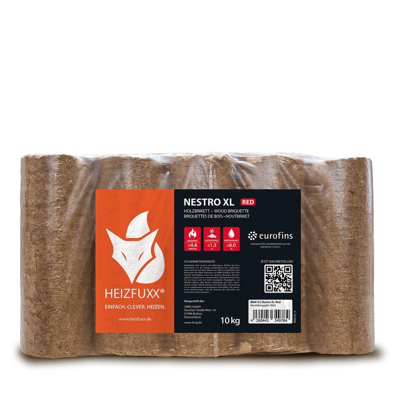 Heizfuxx Nestro XL Red Holzbriketts 960 kg Palette 96 x 10 kg – Bild 3